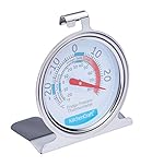 KitchenCraft Fridge Freezer Thermometer with Min Max Temperature Guide, Clear Dial, Stainless Steel, Silver