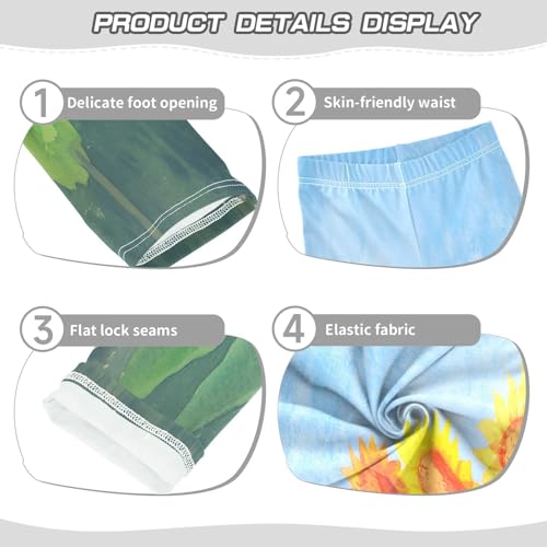 Bolaz Toddler Girls Leggings Printed Yoga Pants Leggings Watercolour Sunflowers for Kids3