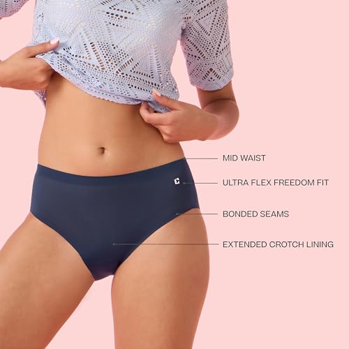 Image of Enamor Innovations Invisi, Fit Flex, No Visible Panty Lines, All Day Comfort, Mid Waist Brief Panty for Women - Antimicrobial with Stain Release, Bonded Free Cut, Regular Coverage - IP02