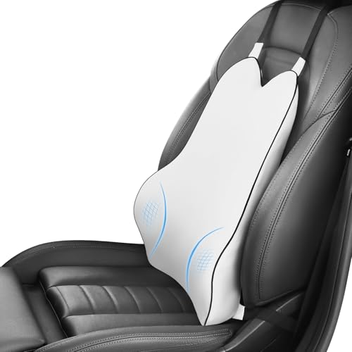 Lumbar Support Pillow for Car - Back Support for Medium to Large Vehicles - Soft Memory Foam Car Seat Cushion for Back Pain Relief - Dual Adjustable Straps Securely Fixed Car Lumbar Support -Gray