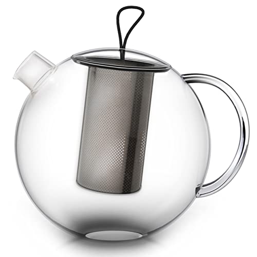 Creano Tetera JUMBO, Tetera de Vidrio en 3 Piezas en un Juego de Tetera con Filtro Integrado de Acero Inoxidable y Tapa de Vidrio | 1,0L - Imagen 6
