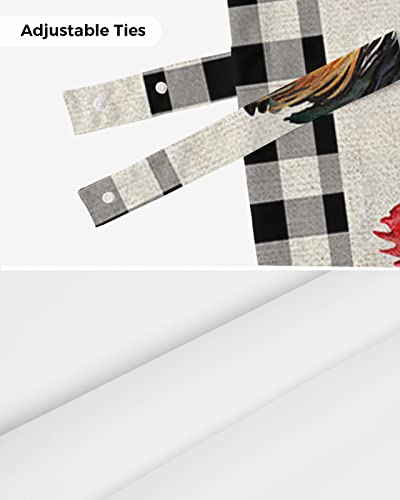 Decorlovee Tie Up Valances For Windows, Farm Rooster Kitchen Curtains Valance Window Shade, Farmhouse Animals Rustic Black White Plaid Rod Pocket Window Treatment Tiers Curtains For Living Room/Bedroom 60 Inchx18 Inch thumb #6