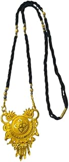 QNAM Traditional Black But with Pecoke gold Plated Pendent mangalsutra Copper Brass Stylish Black Golden Chain Mangalsutra for Women 22 Inches Chain-picture-15
