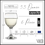 Vikko 5.5-Oz Small Round Dessert Wine Glasses Set of 6 - Durable Stemmed, Dishwasher Safe, Thick White Wine Glasses