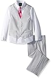 Steve Harvey Boys' Little Four Piece Vest Set, Sterling slub, 6