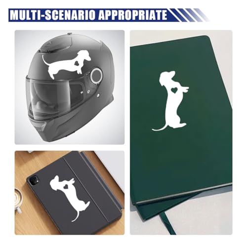Image of 5.5 inch Dachshund Heart Dog Vinyl Decal, Waterproof Car Bumper Sticker for Car, Truck, Wall, Laptop (White)