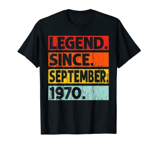 52nd Birthday Gifts Legend Since September 1970 52 Years Old Camiseta