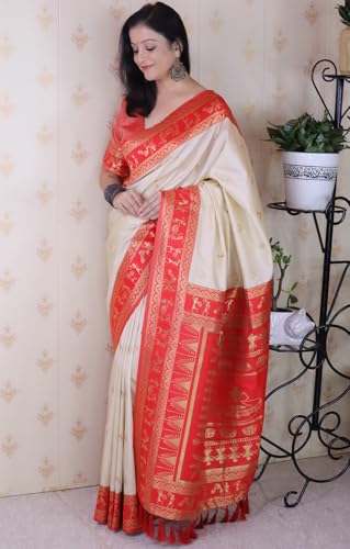 Image of SGF11 Women's Kanjivaram Pure Soft Silk Saree With Unstitched Blouse Piece