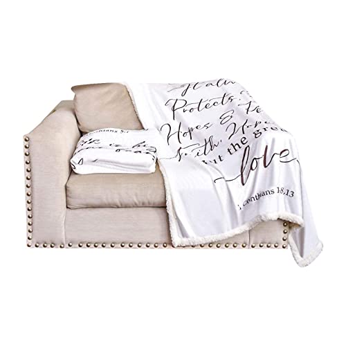 Double Creek 1 Corinthians Love Is Scripture Throw Blanket - Ultra Soft Sherpa Fleece Microfiber Inspirational Comfort Blanket For Bed Couch Chair - Wedding, Anniversary Or Get Well Gift For Men Women #TOP1