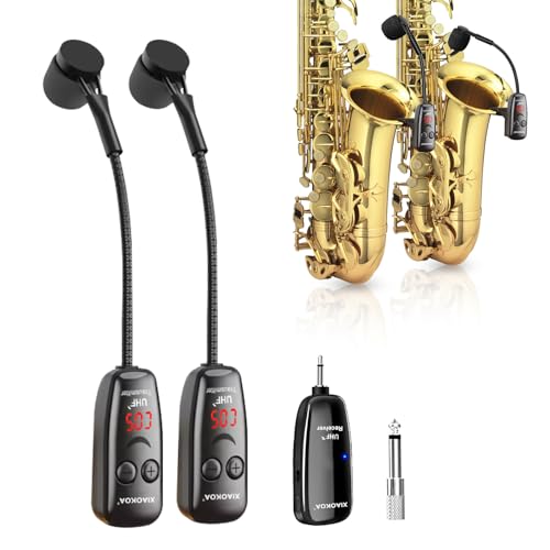 Wireless Saxophone Microphone, Dual Microphones for Sax,