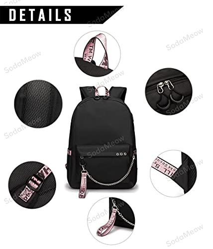 Sodameow Anime Backpack Bag Nezuko Backpack Tanjiro Kimetsu No Yaiba, Free Keychain, With Usb Charging Port (Black-A)… #TOP5
