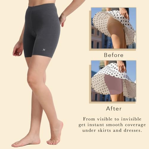 Image of Lavos Women Under Dress Sports Cycling Shorts, Bamboo Cotton Activewear Yoga Gym Workout Anti-Bacterial Uniform, Elastic Mid Waist Shorties Tights for Womens and Young Ladies
