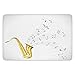 Produktbild Bathroom Bath Rug Kitchen Floor Mat Carpet,Jazz Music Decor,Illustration of Wavy Music Tune from Saxophone Solo Party Beat Fun Art Home Decor,Golden White,Flannel Microfiber Non-slip Soft Absorbent
