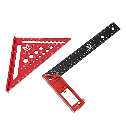 Square Tool And Carpenter Square Set,7 In. Aluminum Alloy Rafter Square +12In.framing Square Combo,Upgraded L Square Ruler, Right Angle Ruler #TOP7