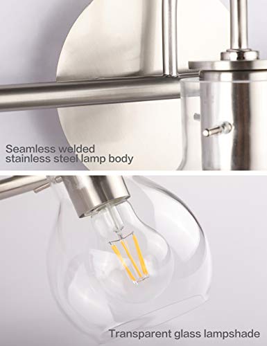 SOLFART Wall Lighting Bath Vanity Light Brushed Nickel Wall Decor Bathroom Light Fixtures (4 Lights-Exclude Bulb)