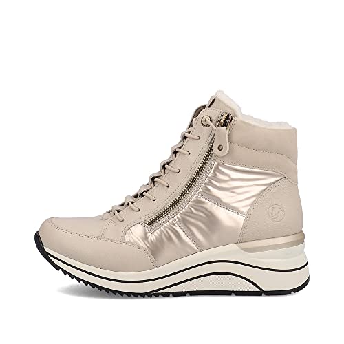 Remonte Damen Schnürstiefeletten D0T72, Frauen Stiefeletten,lose Einlage,halbstiefel,Kurzstiefel,uebergangsschuhe,beige Kombi (60),38 EU – Ansicht 4