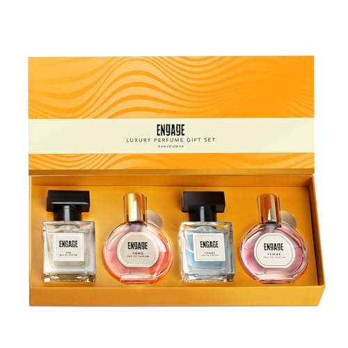 Engage Perfume Gift Set for Men and Women, 100ml, Luxury Long Lasting Eau De Parfum, Travel Size Perfume Combo 25ml x 4, Couple Gift