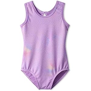 HOZIY Leotards for Girls Ballet Gymnastics Sleeveless Long Sleeve Colorful Sparkles Aqua Blue Pink Purple Solid 5-6 Years A Purple