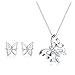 Produktbild Majesto SchmuckSet Halskette Anhänger Kristall und Ohrstecker Ohrringe Schmetterling für Damen Mutter kleines Mädchen Teenager - Geschenk Schmuck Zubehör 925 Sterling Silber