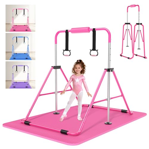 Safly Fun Gymnastics Bar with Mat for Kids 3-9