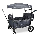 FableKids 4-Seater Kids Wagon with Canopy | Foldable Pull Cart | 360° All-Terrain Wheels | 5-Point Safety Harnesses | Foot Brake | XXL Storage | Oxford 600D | Blue
