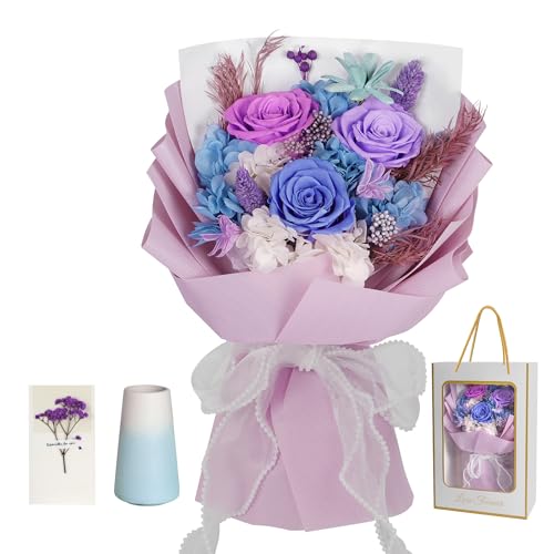 Childom Mothers Day Rose Gifts for Mom,Birthday Gifts for Women,Mothers Day Flowers Gifts for Mom from Daughter Son,Blue Artificial Flowers Gift for Wife,Grandma,Christmas,Valentines,Anniversary