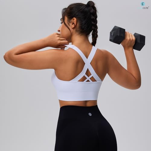 Image of Evercute Sports Bras for Women Padded Medium Support Criss Cross Strappy Bra Seamless High Impact Yoga Exercise Athletic Bras