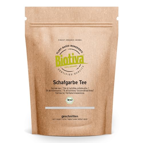 Schafgarbe Tee Bio 250g - Achillea Millefolium - 100% Vegan - Korbblütler - rein pflanzlich - Abgefüllt und zertifiziert in Deutschland - Biotiva