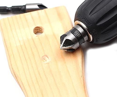 Chiloskit 5Pc Industrial 5 Flutes 82 Degree Countersink Drill Bit Set Wood Metal Working Chamfer And Deburring Tool #TOP5