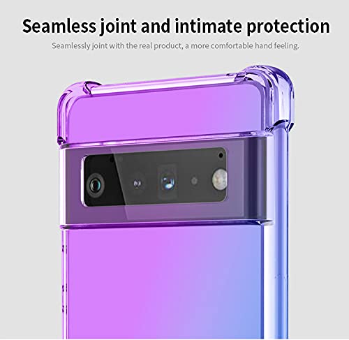 HAOYE Cover per Google Pixel 8 + 2 Vetro Temperato, Custodia in Trasparente TPU, [Rinforzare la con Angoli] Custodia Silicone Morbida Ultra Sottile Case (Viola/Blu