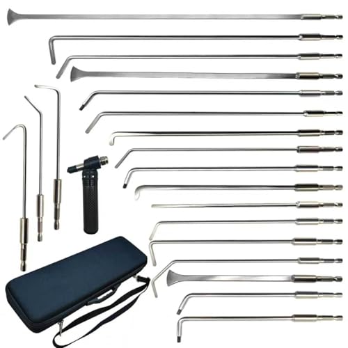 YUNDING 20 Pcs Paintless Dent Repair Push Rods Kit Automotive Panel Beating Dent Removal Hooks PDR Tools
