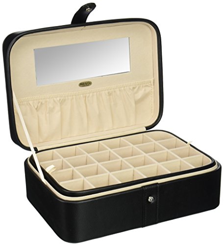 Mele & Co. Lila Earring And Ring Holder Jewelry Box In Faux Leather, 48 Sections (Black) #TOP1