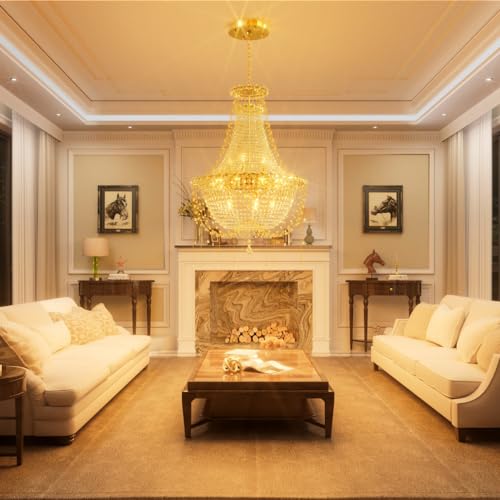 ykolupty Crystal Chandelier Light Fixture Modern Gold Chandeliers Lighting,Crystal Raindrop Chandelier for Dining Room,Bedroom,Living Room (Dia 40inch) by ykolupty - Image 9