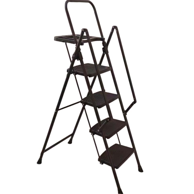 4 Step Ladder, Folding Step Stool with Non-Slip Wide Pedals, Soft Handle, Non-Slip Feet, Sturdy Steel Construction, 440 lb Capacity Steel Ladder, Suitable for Home & Office