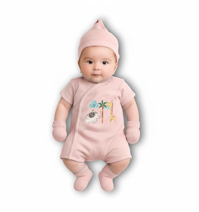 Montac Newborn Baby Clothes, 0 to 6 month,100% Cotton Super Soft Wear with E-Fresh™ Technology, Antibacterial, Vitamin E Infused, Breathable & Gift Set Lifestyle (Colour-Pink)-image-29
