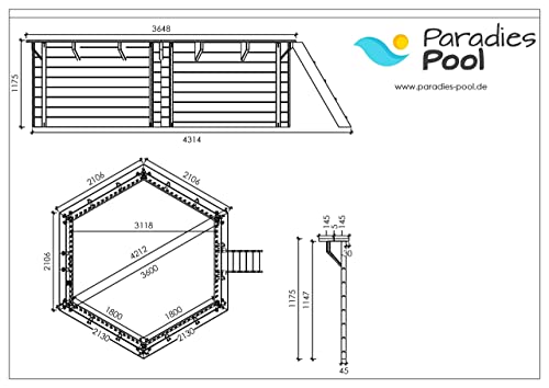 Paradies Pool® Holzpool Lani Einzelbecken inkl. Zubehör, Edelstahlleiter Tiefbecken, Folie grau mit 0,8mm Stärke… – Bild 5