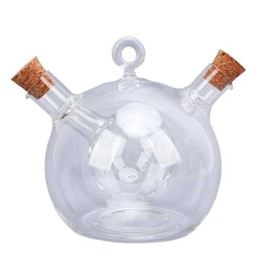 Dispensador de aceite y vinagre, 2 en 1 vidrio de doble vertido de aceite y botellas de vinagre recipiente de cocina con tapones de corcho para cocina (Estilo 1)