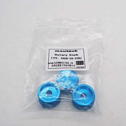 Mxuteuk 3Pcs Blue Aluminum Alloy Potentiometer Control Knob Volume Audio Electric Guitar Bass Screw Type 25 X 15.5Mm (D*H) Knob-06-25Bu #TOP5