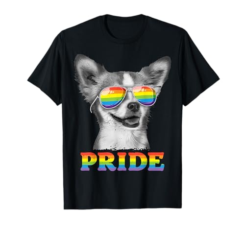 Chihuahua Gay Pride LGBT Rainbow Flag Sunglasses LGBTQ Gifts T-Shirt