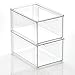 mDesign Plastic Stackable Bathroom Storage with Pull Out Bin Organizer Drawer for Cabinet, Vanity, Shelf, Cupboard, Cabinet, or Closet Organization - Lumiere Collection - 2 Pack - Clear