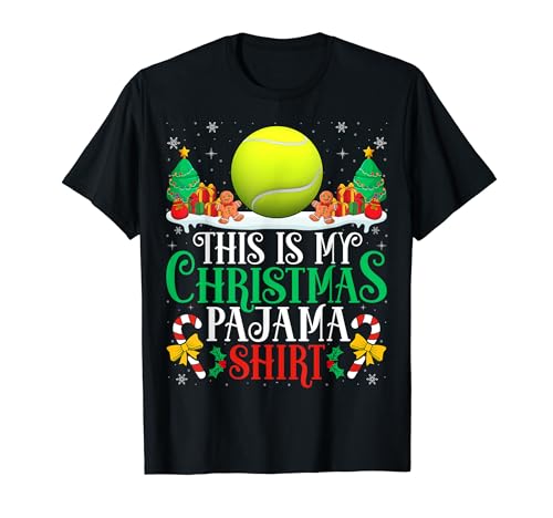 Tennis Player Christmas Pajama Shirt Tennis Xmas Party Maglietta