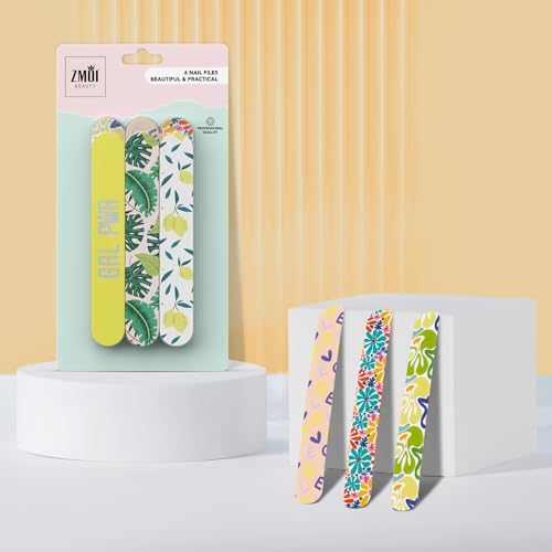 ZMOI Nail Files - Professional Medium Emery Boards 6 Dual-Sided Medium, Fine Grit for Natural/Acrylics - Nail Shapers to Smooth/Refine Nails (Pack of 1) - Thumbnail 2