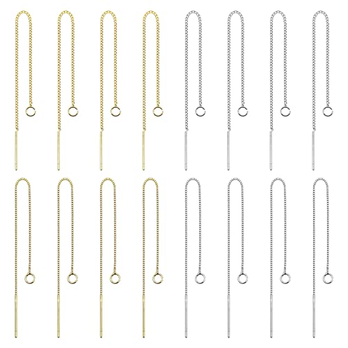 24pcs 8.5cm Ear Threads Long String Ear Threads Hypoallergenic Ears Thread Earring with Loop Drop Earrings Tassel Chain Earrings for Earring Making DIY Jewelry Craft(2 Styles,2 Colors)
