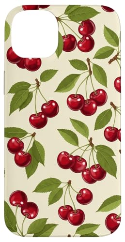 Vintage Red Cherry Pattern Cottagecore Rockabilly Botanical �X�}�z�P�[�X iPhone 14 Plus �p
