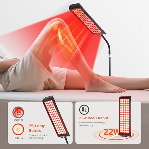 Image of Red Light Therapy for Face and Body, GMOWNW Infrared Light Therapy Lamp with Stand, 660nm Red Light and 850nm Near Infrared Light Therapy Device for Face Knee Body, Skin Care at Home