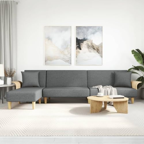 LoogCape Sofá cama en forma de L, gris oscuro, 279 x 140 x 70 cm, tela resistente, sofá multifuncional para habitación de invitados, sala de estar, cama cómoda para dormir