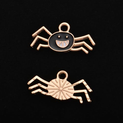 Image of VIDRIO Pack of 80 Halloween Spider Enamel Charms Gold Plated Colored Pendants Accessories for Necklace Bracelet Jewelry Making DIY Crafting