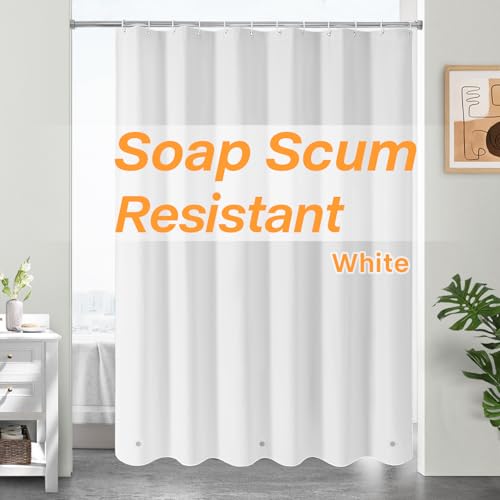 Gibelle White PEVA Shower Curtain Liner, Waterproof Bathroom Liner, 72 x 72