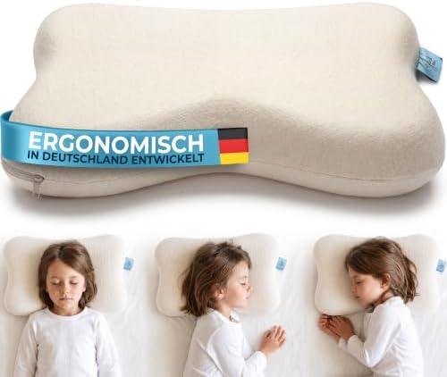 Glückstoff® Ergonomisches Kinderkissen - Kopfkissen ab 2 bis 12 Jahre | Höhenverstellbares Nackenstützkissen aus Memory Foam - Mitwachsendes ergonomisches Schlafkissen mit OEKO-TEX