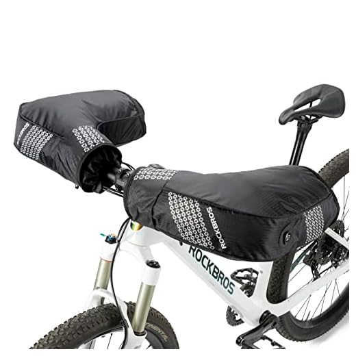 ROCKBROS Bike Handlebar Mittens Cold Weather Thinsulate Thermal Bicycle Mittens Pogies Handlebar Cover Gloves for Mountain Commuter MTB Fat Bike